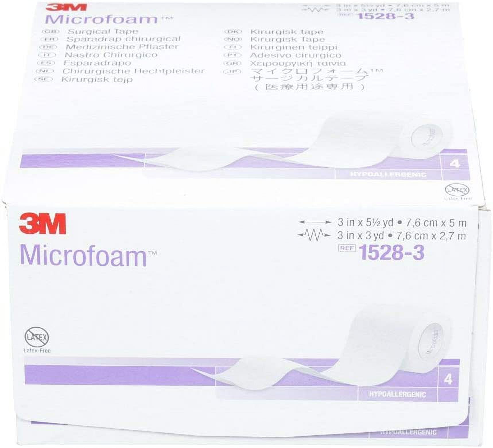 4-Pack 3M 1528-3 Microfoam Surgical Tape 3 in. (Box of 4)