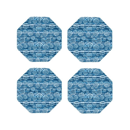 

Tideii Shell for Leather Coasters 4 Pieces Anti-fouling and Anti-scalding Decorative Coasters Suitable for Restaurants Kitchens Coffee Shops-Octagon