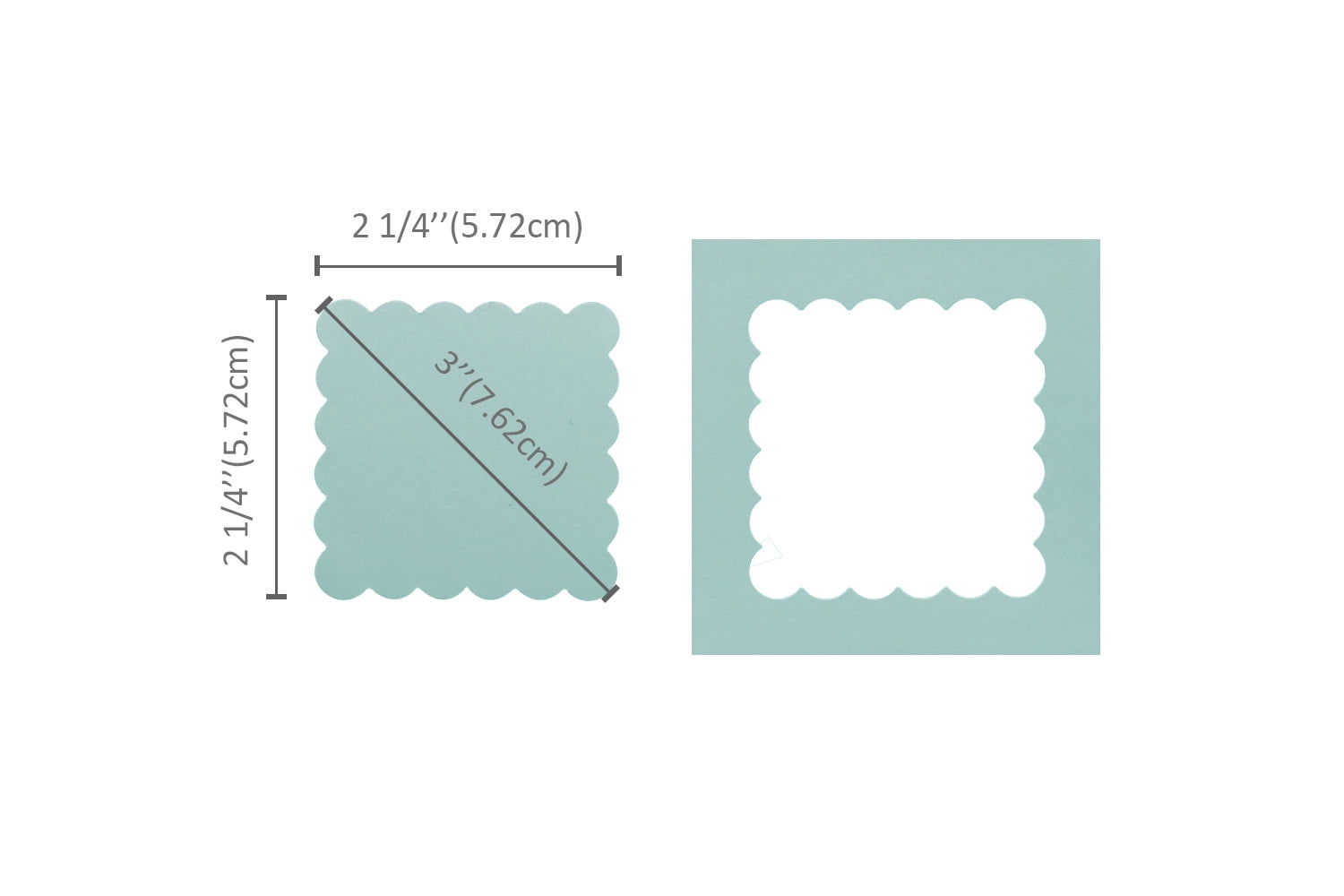 Bira Craft 2 1/4" x 2 1/4" Scalloped Square Lever Action Craft Punch for Paper Crafting Scrapbooking(3 inch Scalloped Square Punch measured diagonally)