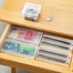 thumbnail image 4 of Caja de almacenamiento de tarjetas de papel moneda de escritorio caja de almacenamiento de monedas mini de plástico transparente con cajón de compartimento de tapa caja de almacenamiento, 4 of 5