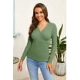 thumbnail image 6 of Sherrylily Women Deep V Neck Wrap Sweater Slim Knitted Long Sleeve Jumper, 6 of 6