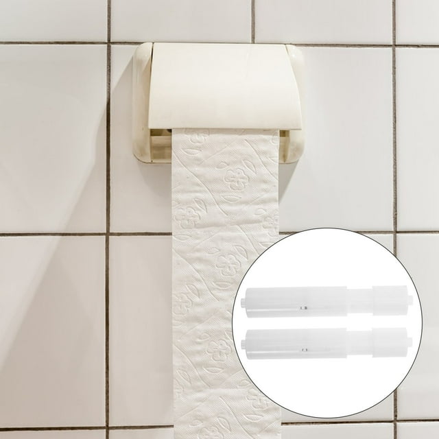 RUNROTOO 2Pcs Reusable Toilet Paper Holder Roller Spring Loaded Plastic for Hotel and Bathroom
