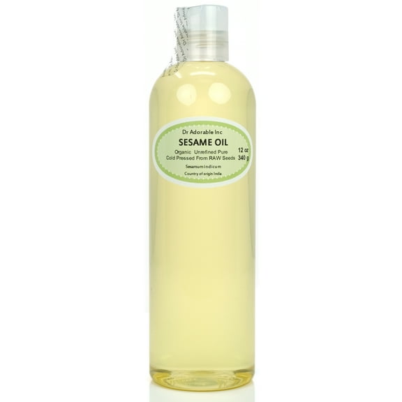 Dr Adorable - 12 oz - Sesame Seed Oil from RAW Seed - 100% Pure Unrefined Organic Cold Pressed