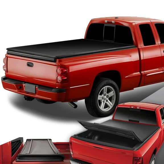 DNA Motoring For 05-11 Dodge Dakota 5.5 FT Bed Tri-Fold Adjustable Soft Top Trunk Tonneau Cover