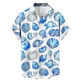 thumbnail image 4 of Handshe Men's Short Sleeve Button-Down Shirt with Turn-Down Collar and Shell Starfish Print, Casual for Daily Wear and Outdoor Activities, 4 of 6