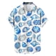 thumbnail image 4 of Blusa y camisa de manga corta con cuello vuelto para hombre, blusa informal de moda con cuello vuelto, blusa estampada de manga corta con botones, blusa de poliéster para hombre, 4 of 6