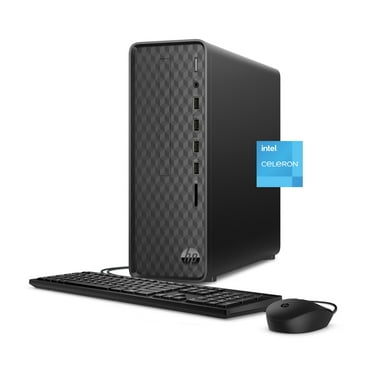 HP Slim Desktop, Intel Celeron J4025, 4GB RAM, 256GB SSD, Dark Black, Windows 11 Home, S01-aF2003w