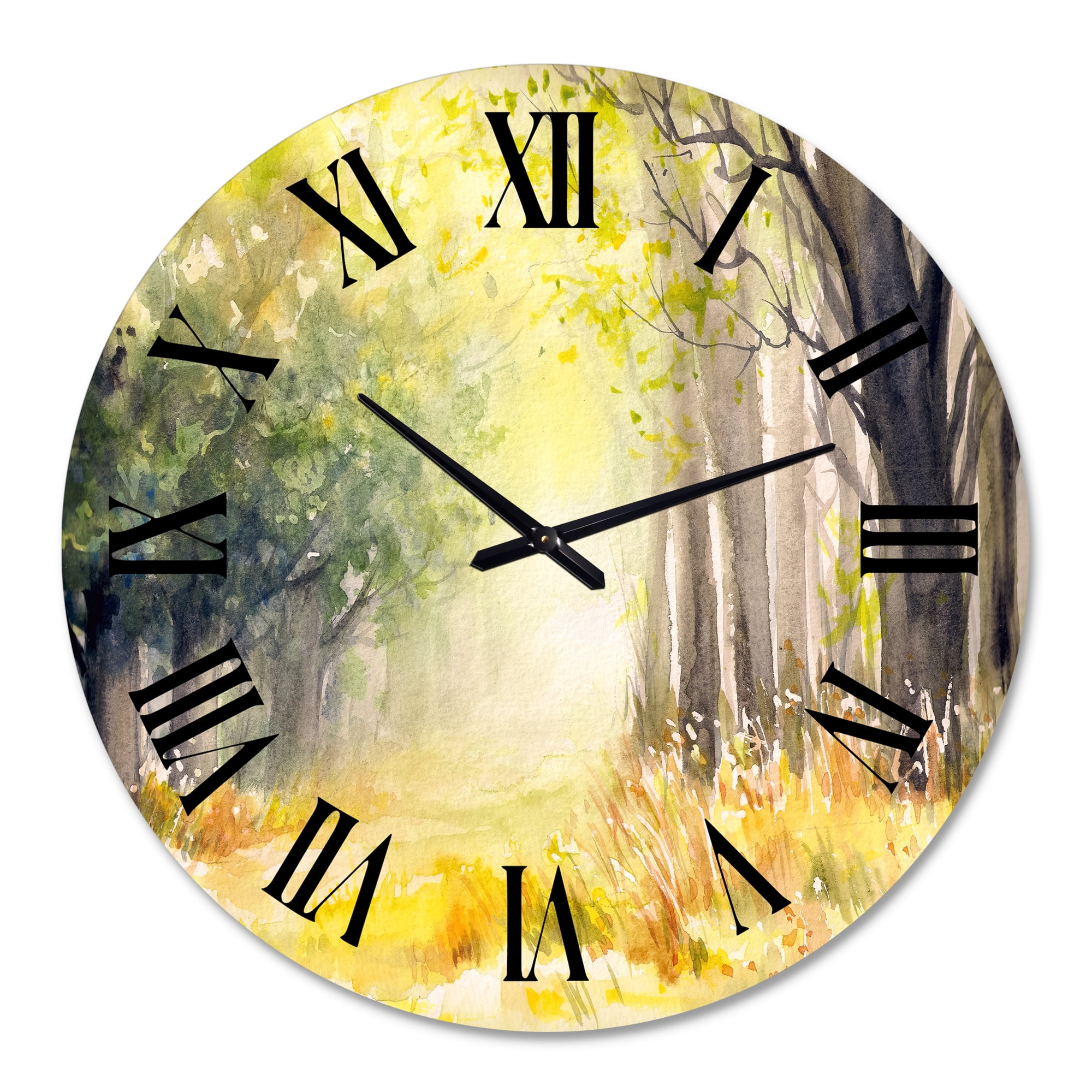 Designart 'Bright Sunshine Through The Forest Trees Iv' Traditional Wall Clock
