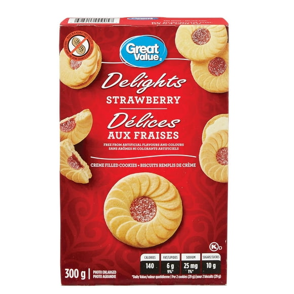 Great Value Strawberry Delights Creme-filled Cookies, 300 g