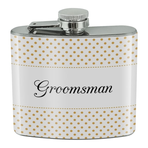 Groomsman Wedding Elegant Polka Dots Stainless Steel 5oz Hip Drink Kidney Flask