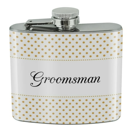 

Groomsman Wedding Elegant Polka Dots Stainless Steel 5oz Hip Drink Kidney Flask