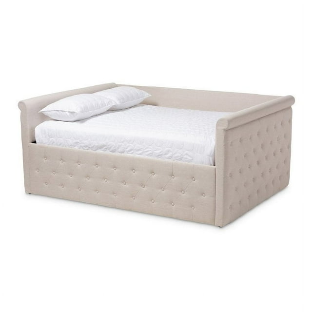 Baxton Studio Amaya Tufted Full Daybed in Light Beige