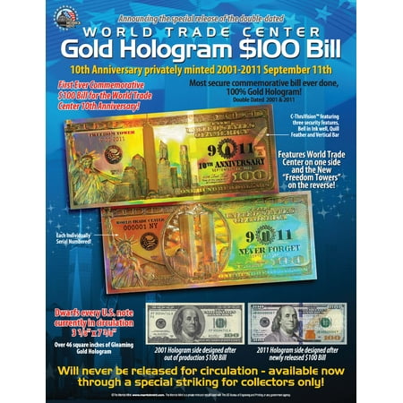 World Trade Center Steel - WORLD TRADE CENTER Anniversary FREEDOM TOWER Gold Hologram Tribute Certificate