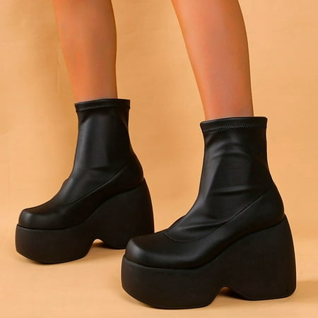 

Gubotare Sorel Boots Women s Slip on Ankle Boot Western Almond Round Toe Low Heel Elastic Chelsea Bootie Black 7