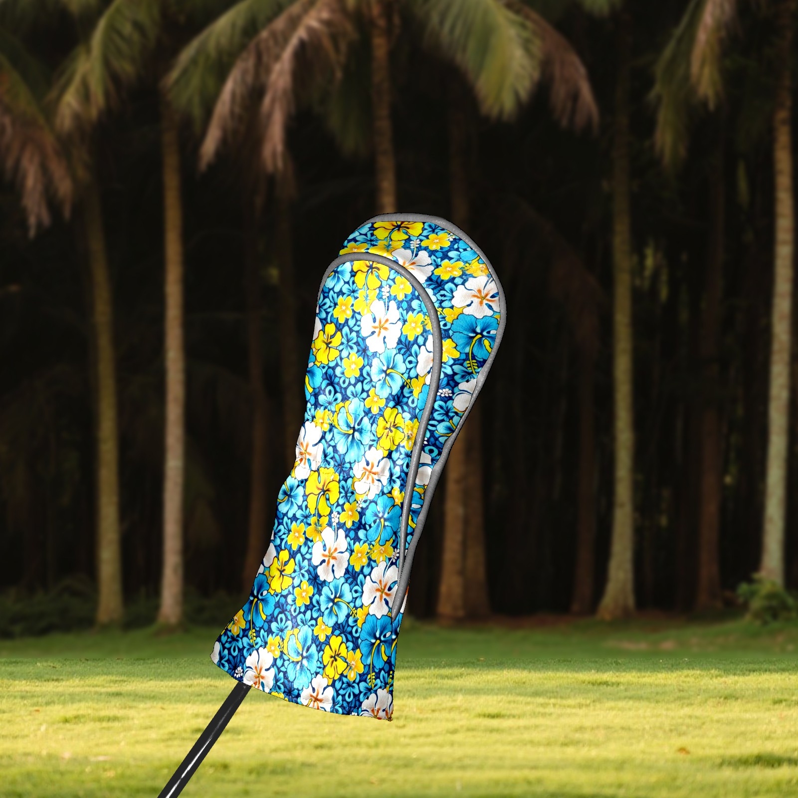 Golf Club Covers, Blue Flowers Premium PU Leather Driver Hybrid Putter Head Covers with Velvet Lining, Waterproof Golf Gifts for Men Women