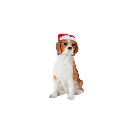 sandicast beagle with santa hat holiday ornament