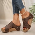 thumbnail image 2 of Chaussons Compensés en Cuir Mode Été pour Femmes Chaussures de Plage Confort et Style, 2 of 9