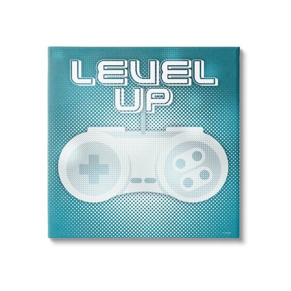 Level Up Vintage Controller Art for Kids Graphic Art Gallery Wrapped Canvas Print Wall Art