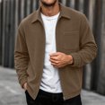 thumbnail image 6 of Mens Corduroy Bomber Jacket with Pocekts Full Zip Lapel Long Sleeve Lightweight Casual Shirt Jacekt Khaki XL, 6 of 8