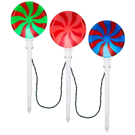 Gemmy ColorMotion Multicolor LED Lolipop Pathway Markers - Set of 3
