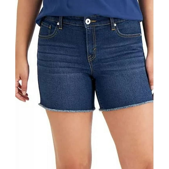 Style & Co BLUE LAPIS Women's Distressed Frayed-Hem Shorts, US 14