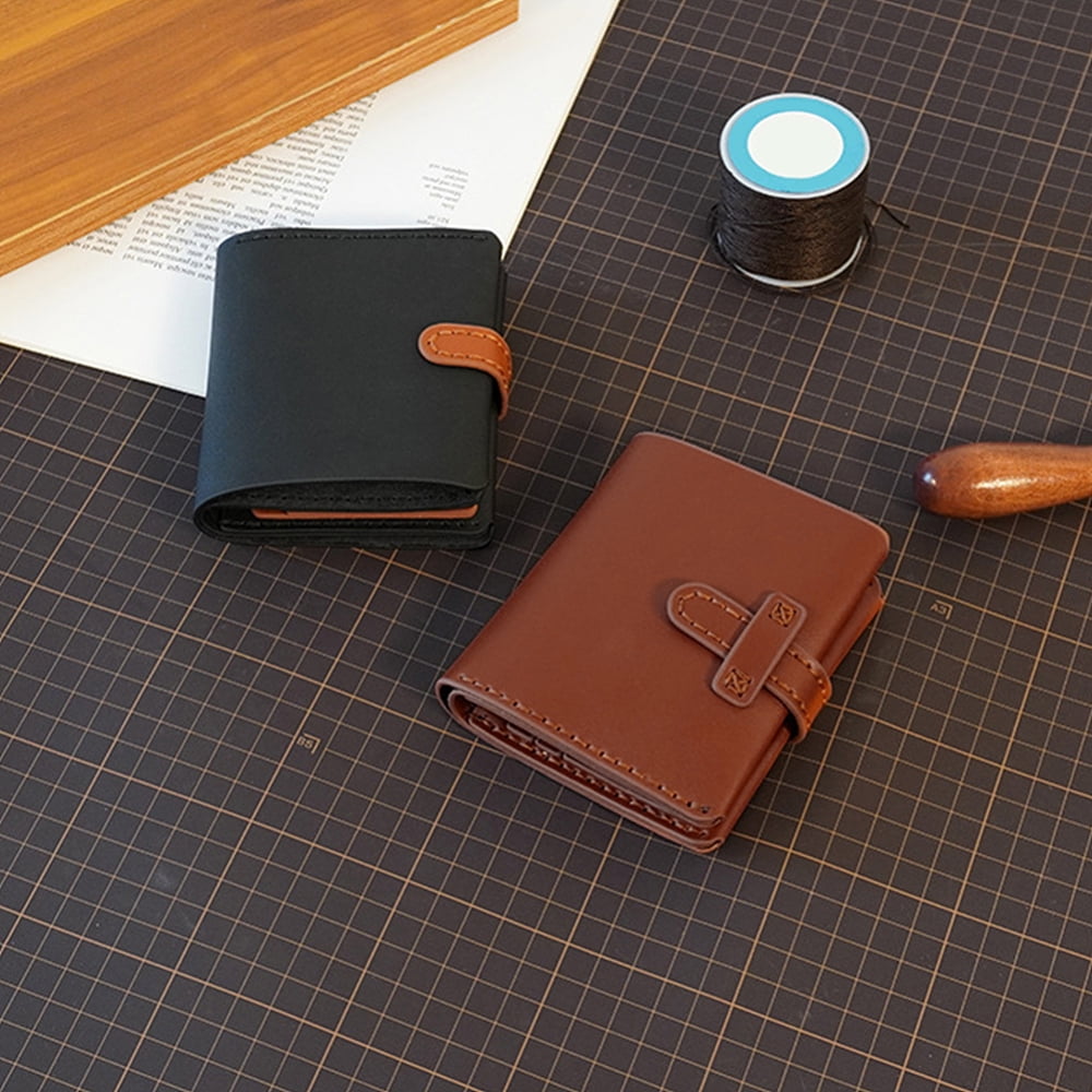 DIY Leather Men's Wallet Making Kits including Fabrics Thread Needle Scissor Clip Saddle Brown 2.1-38.5x0.15-11x0.2-1.6cm