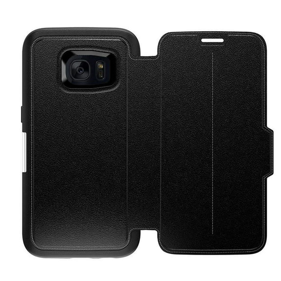 OtterBox Strada Series Leather Wallet Case for Samsung Galaxy S7 - Bulk Packaging - Onyx Black/Black Leather