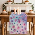 thumbnail image 2 of Table Runner - 90 Inch Long, Spring Floral Kitchen Dining Table Runner Dresser Scarves, Purple Pink Blue Flower Botanical Ombre Farmhouse Decor for Coffee Tables Wedding Party Banquet, 2 of 8