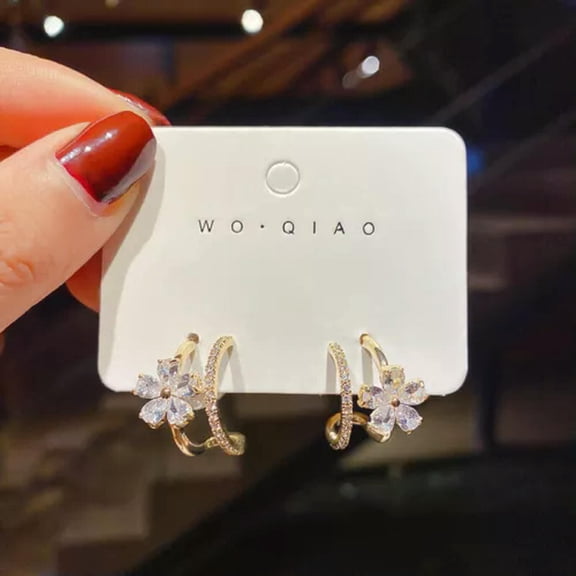 QQTDFG Women 18K Gold Plated Cubic Zirconia Drop Earrings Wedding Jewelry Gifts A Pair-Gold