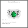 thumbnail image 5 of Gem Stone King 925 Sterling Silver Green Simulated Emerald Ring for Women (1.50 Cttw, Oval 9X7MM, Available in Size 5, 6, 7, 8, 9), 5 of 5