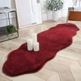 thumbnail image 2 of Soft Fluffy Faux Rabbit Fur Area Rugs, Indoor Decor Mat, 2 x 6 Feet, Red, 1 Pack, 2 of 5