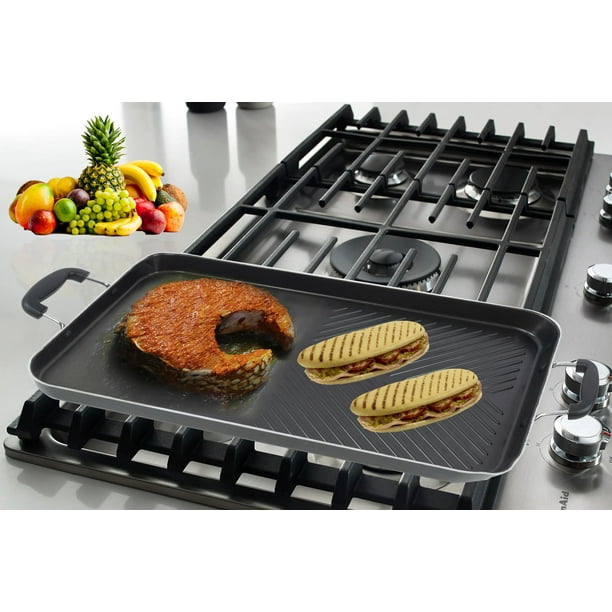 Mainstays Double Grill cum Griddle Aluminum 11 x 18 inch, Black. Highly