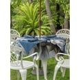 thumbnail image 4 of Outdoor Tablecloth with Umbrella Hole Zipper Blue Spring Floral Round Tablecloth 60" Waterproof Outside Table Cloth Modern Art Flowers Pastoral Patio Table Cover Tablecloths for Picnic Party, 4 of 8