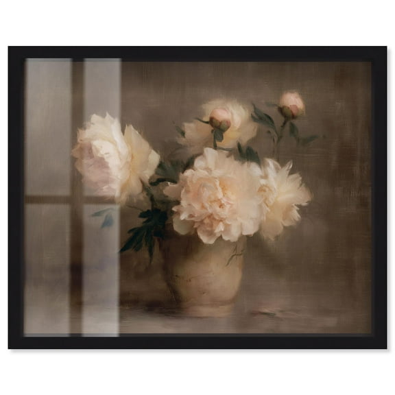Vintage Peonies II Shadowbox Print Vintage Art by Art Remedy, Black Frame, 20 x 16