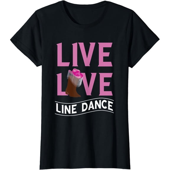 Line Dance Live Country Western Cowboy Hat Line Dance Boots T-Shirt