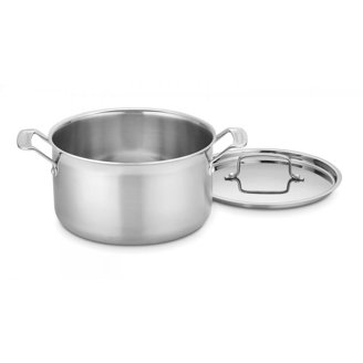 Cuisinart 8335-24 Casseruola 3L Acciaio Inox – Con Coperchio E Base Antiaderente Uniforme