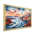thumbnail image 2 of Designart "Reykjavik Landscape in Iceland III" Coastal Framed Wall Art Decor - Coastal Blue Coastal Port Entryway Framed Wall Art, 2 of 6