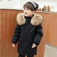 thumbnail image 4 of Kids Girls Boys Winter Coats Lightweight Hooded Puffer Jacket Kid Parka Fleece Snow Outwear Black 5-6Years, 4 of 7
