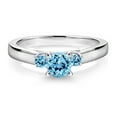 thumbnail image 2 of Gem Stone King 925 Sterling Silver Swiss Blue Topaz 3-Stone Engagement Ring for Women (0.81 Cttw, Gemstone November Birthstone, Size 8), 2 of 4