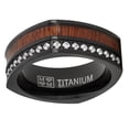 thumbnail image 2 of Metal Masters Mens Square Black Titanium Wedding Band Ring Cubic Zirconia Wood Inlay 8mm 11.5, 2 of 5