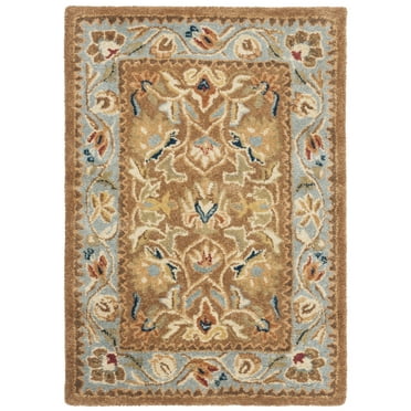 SAFAVIEH Bergama Michayla Traditional Wool Area Rug, Brown/Blue, 2' x 3'