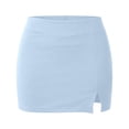 thumbnail image 4 of Womens Skort Stretch Pencil Skirt with Side Slit Zipper High Waist Bodycon Slim Fit Solid Sky Blue M, 4 of 4
