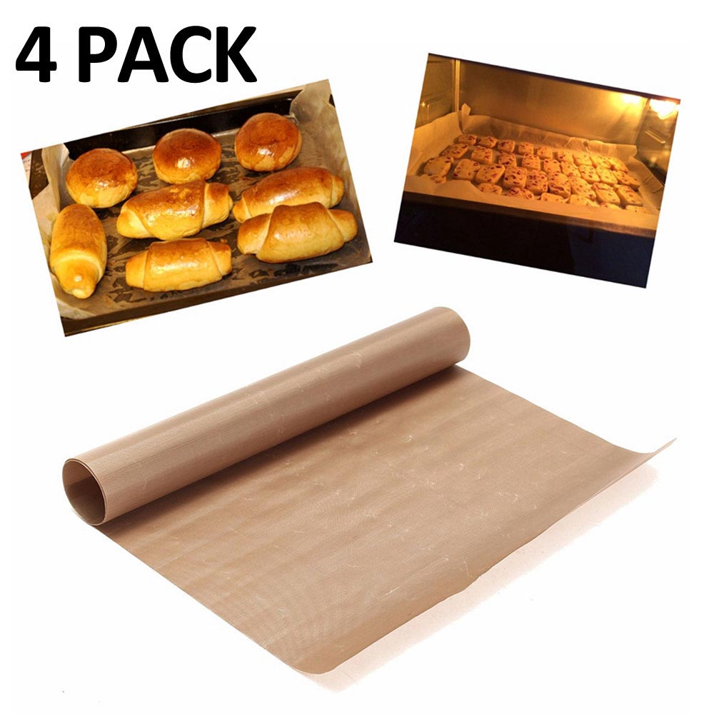 Oven Liner 4 Pack 12" x 16" Non Stick Grill Mat Copper Finish Oven Spill Guard FREE Eyeglass