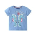 thumbnail image 1 of Cathalem Chemises pour Enfants Manches Courtes T-Shirt d'Été Col Rond Manches Roulées Mode Tee, Jaune 120, 1 of 3