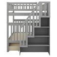 thumbnail image 5 of Euroco Full over Full Bunk Bed with Storage Shelves and 2 Under Storage Drawers for Kids Teens Room, Gray, 5 of 9