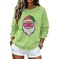 thumbnail image 4 of Juebong Holiday Funny Graphic Tops for Women Family Christmas Tree Santa Lights Print Pullover Crewneck Long Sleeve Shirts Lightweight Matching Sweatshirt, 4 of 5