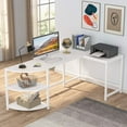 thumbnail image 4 of Tribesigns L-Shaped Desk with Corner Shelf, 74 inch Corner Computer Desk Study Writing Workstation with 3-Tier Reversible Storage Shelf for Home Office, 4 of 7