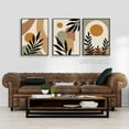 thumbnail image 3 of Minimalist Boho Abstract Canvas Wall Art Mid-Century Modern Beige Set of 3 Poster Neutral Geometric Line Sun Floral Prints Painting Rustic Cottage Decor Living Room Bedroom 12x16in Unframed, 3 of 6