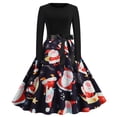 thumbnail image 2 of CEHVOM Robe Vintage Rockabilly Patchwork pour Femmes Robe de Fête de Noël avec Nœud, 2 of 8