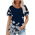 thumbnail image 2 of Giftesty Blouses for Women Dressy Casual Fashionable Women's Casual Short Sleeved Loose Round Neck Printed Top, 2 of 5